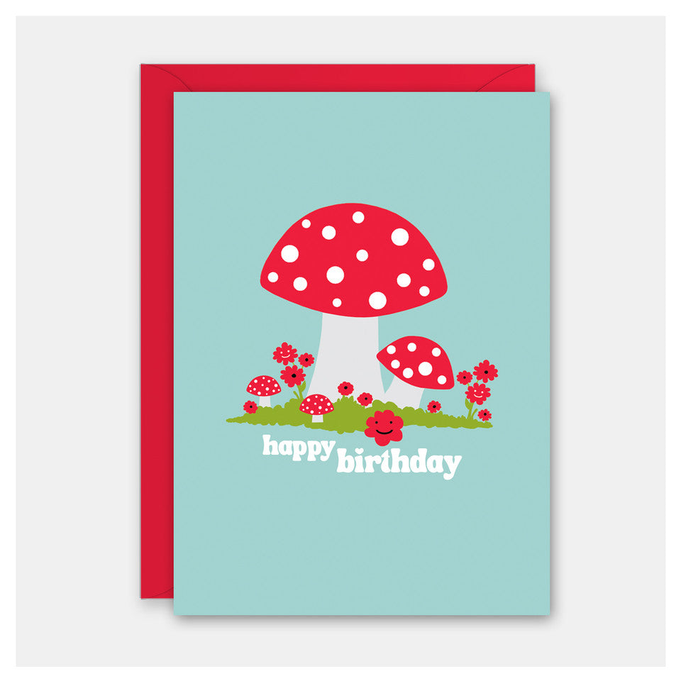 Polka Dot Mushrooms Birthday Card
