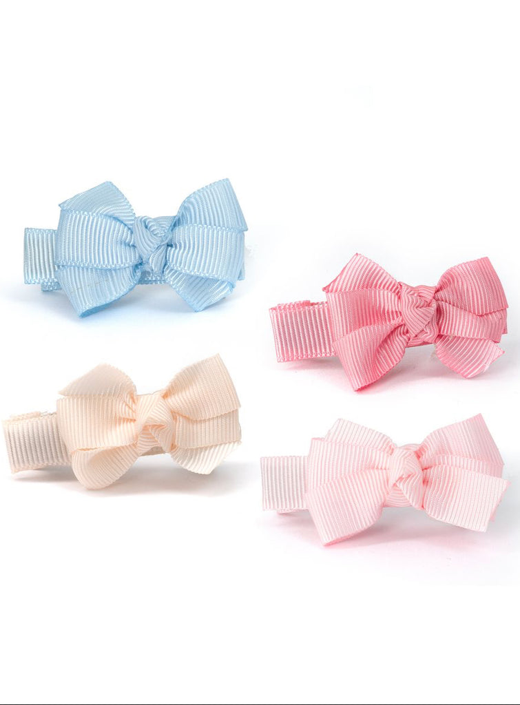 Baby Bows Fabric Clips - Pink Light Blue