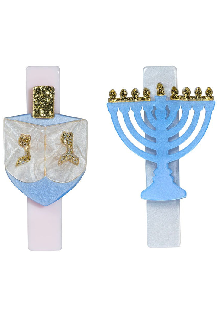 Menorah Dreidel Hair Clips