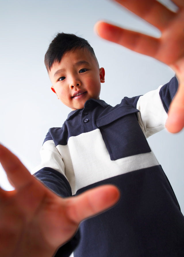 LS Striped Knit Polo