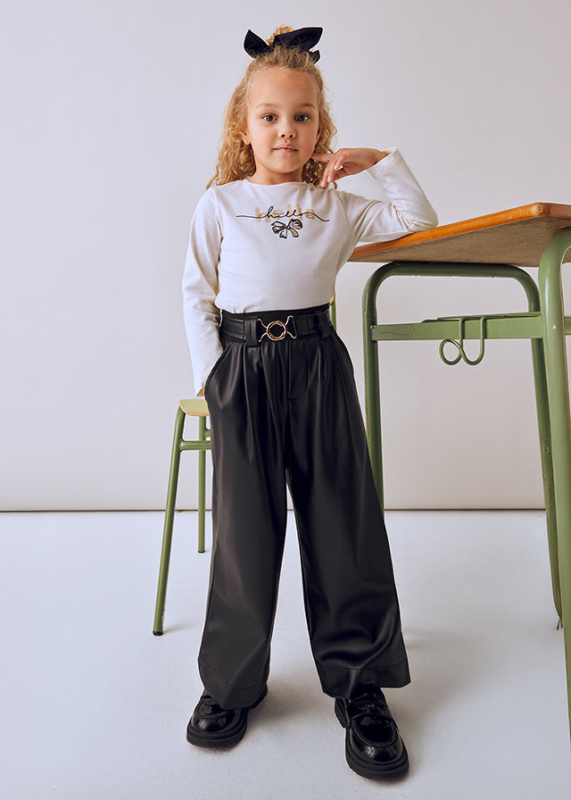 Wide Leg Leatherette Pants