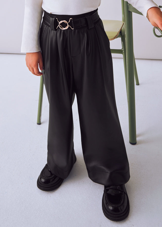Wide Leg Leatherette Pants