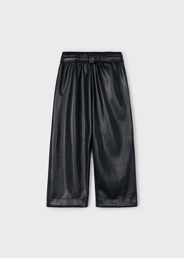 Wide Leg Leatherette Pants