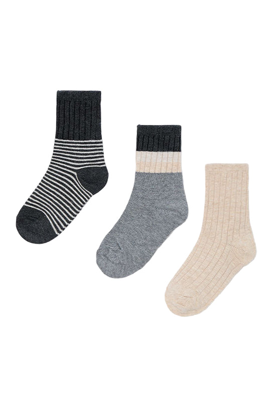3pk Striped Rib Socks