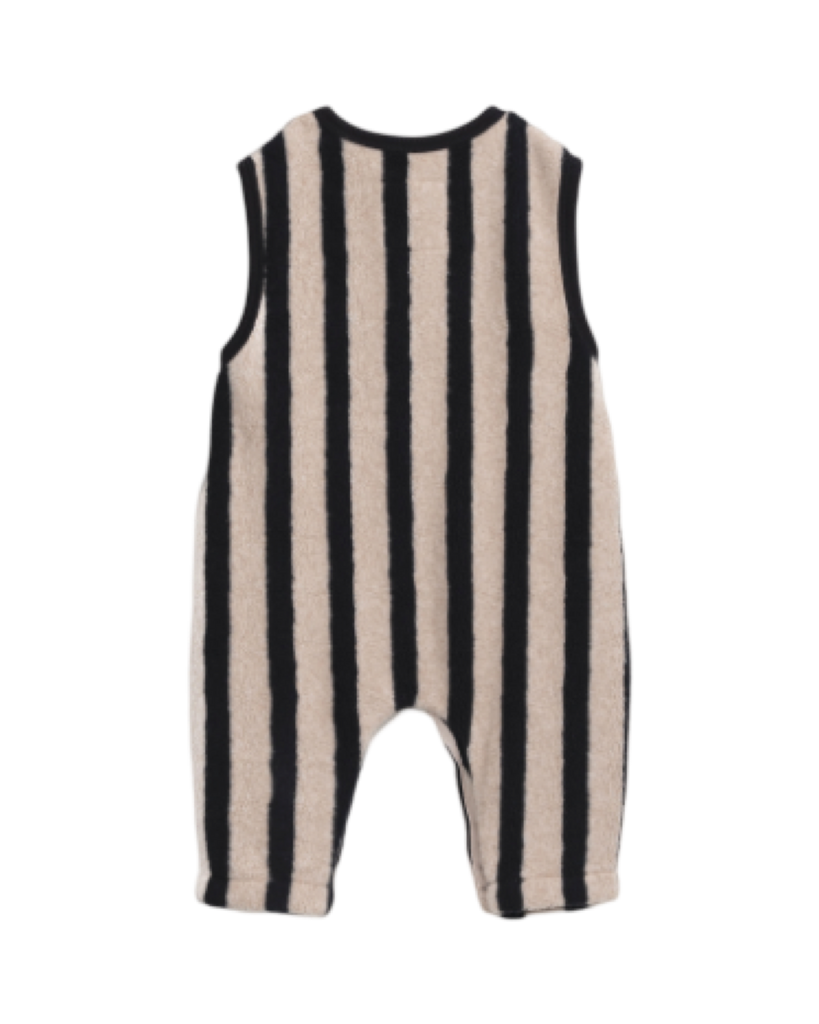 PU Striped Plush Jumpsuit