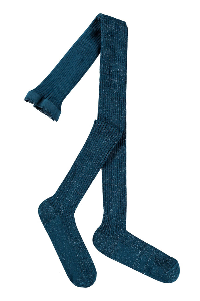 Glitter Rib Tights - Cosmic Green