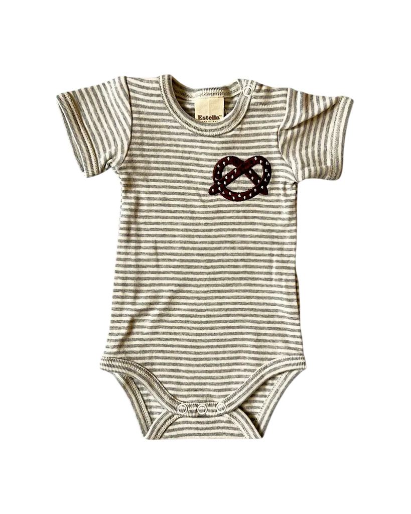 Estella Embroidered Pretzel Stripe Onesie