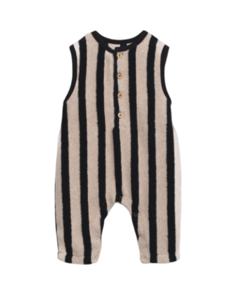 PU Striped Plush Jumpsuit