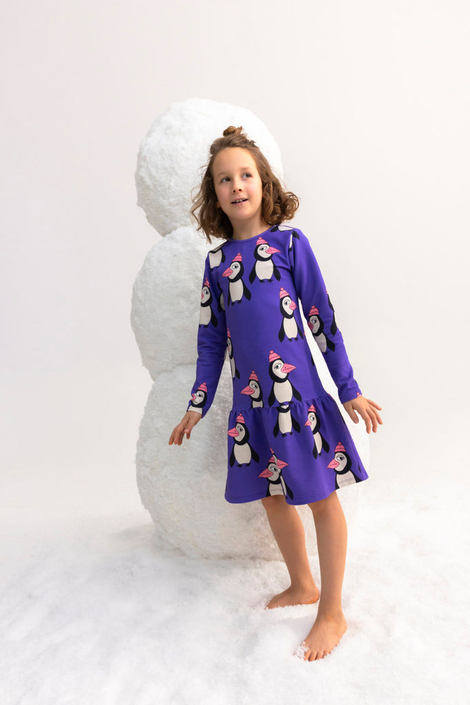 Long Sleeve Dress - Penguins