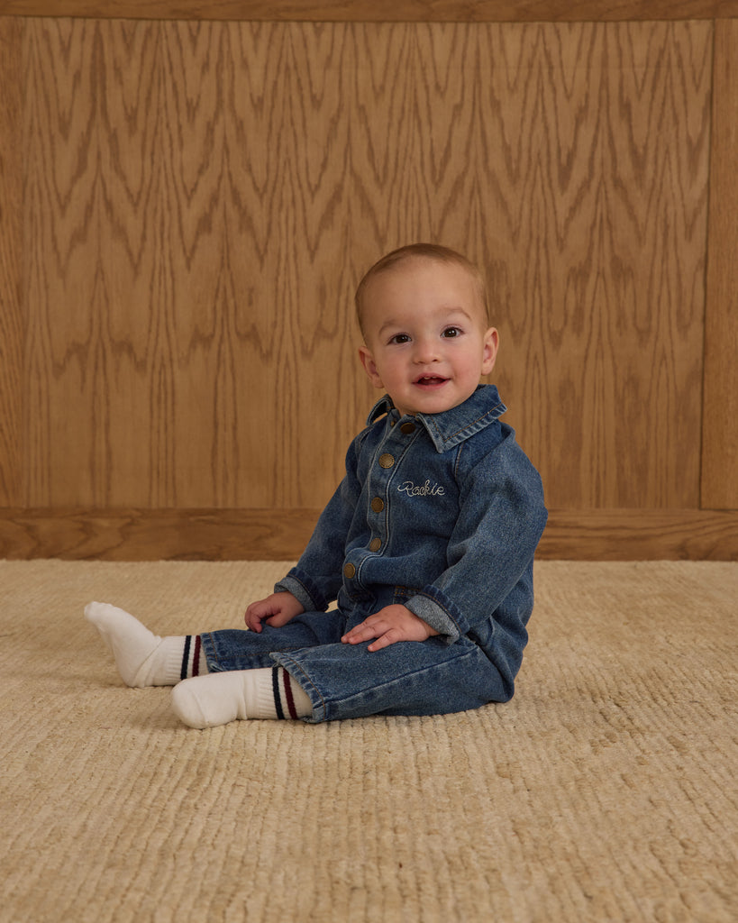  Collared Baby Jumpsuit - Indigo Denim
