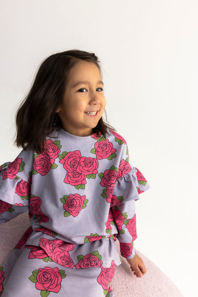 Frill Sweatshirt - Roses Violet