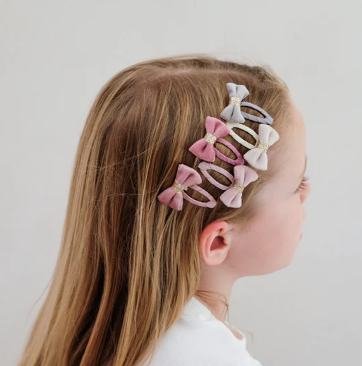 Tinkerbell Velvet Bow Mini Clips