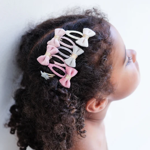 Tinkerbell Velvet Bow Mini Clips