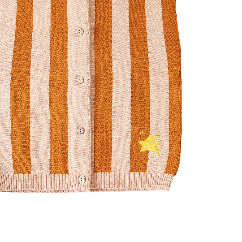 Striped cardigan with a yellow star detail on a white background