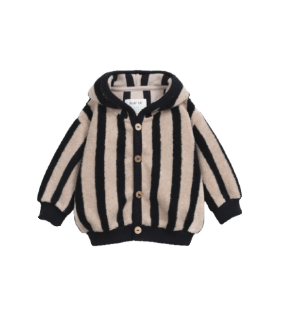 PU Striped Plush Jacket