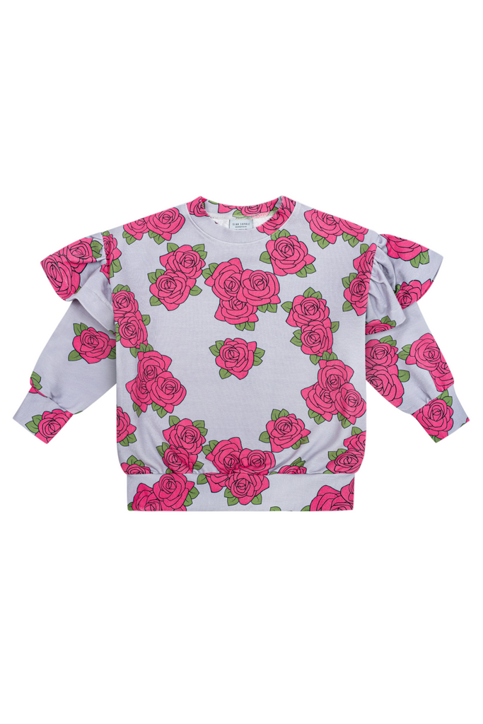 Frill Sweatshirt - Roses Violet