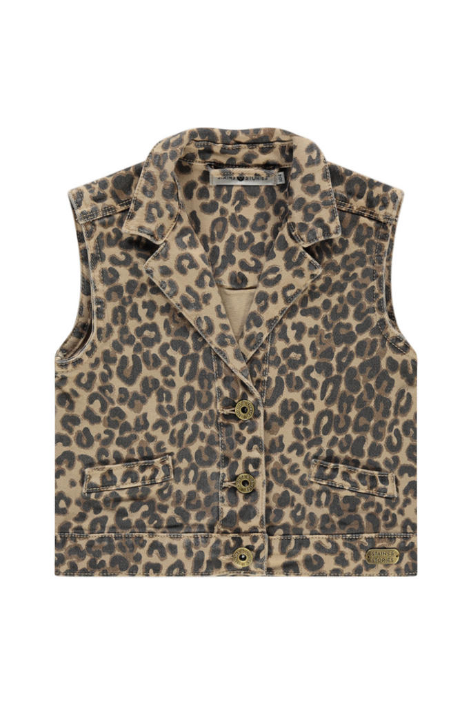 Animal Print Denim Vest