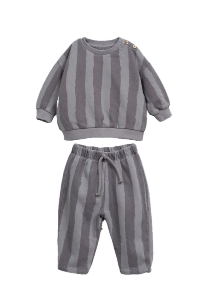 Grey Striped Fleece Set