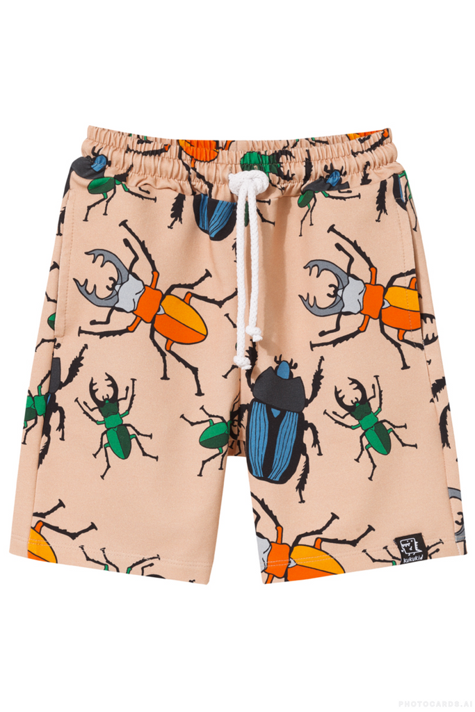 KK Beige Beetles Pocket Shorts