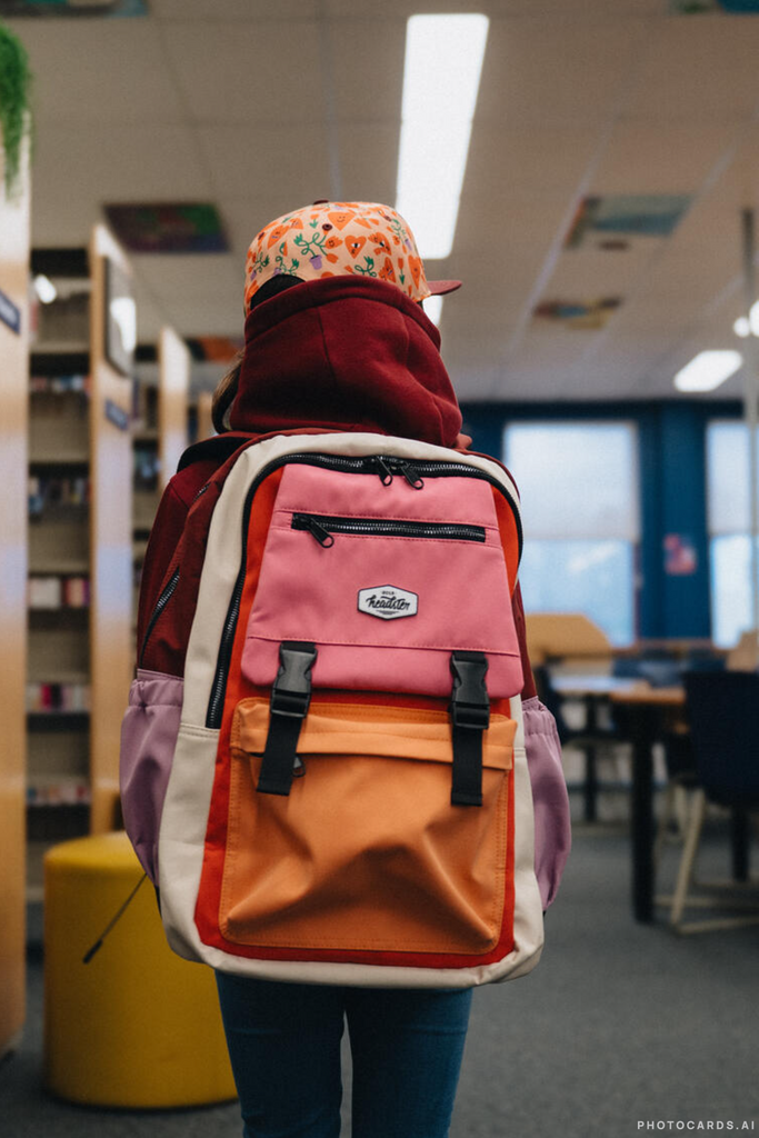 Headster Colorblock School Bag - Open Orange