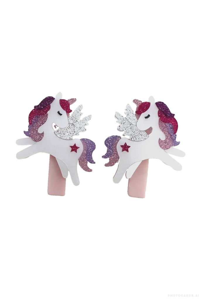 L& R Purple Unicorn Glitter Clips