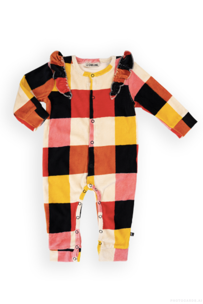 CQ Checkers Velvet Baby Jumpsuit