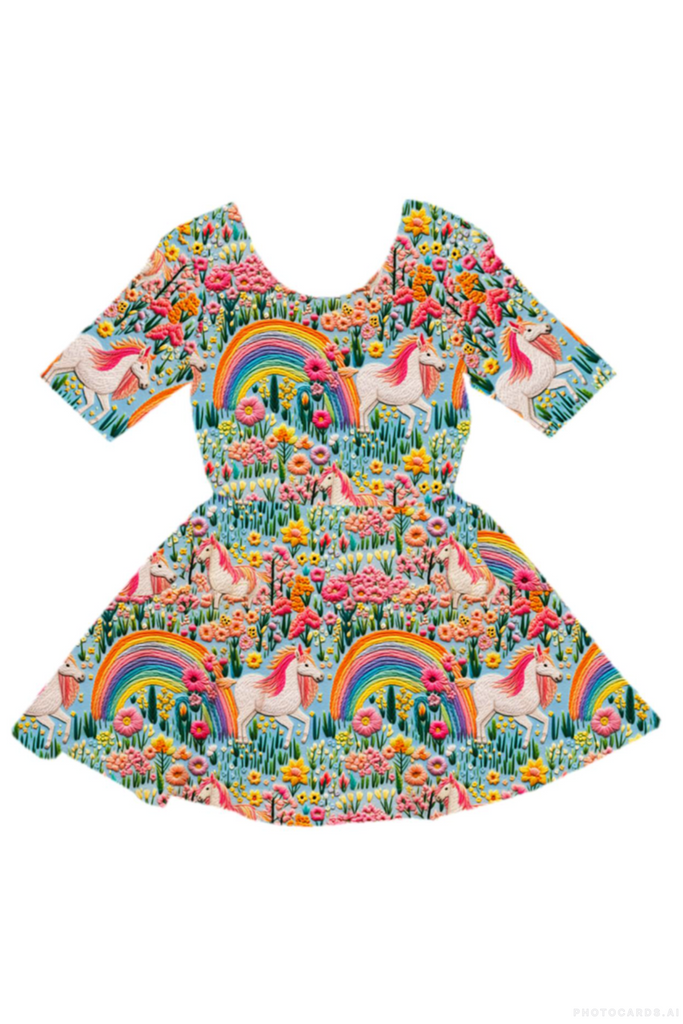 RYB Embroidered Unicorns Mabel Dress