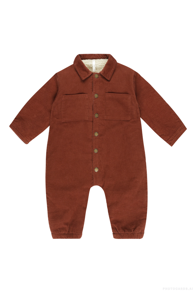 R & C Cord Baby Jumpsuit - Brick