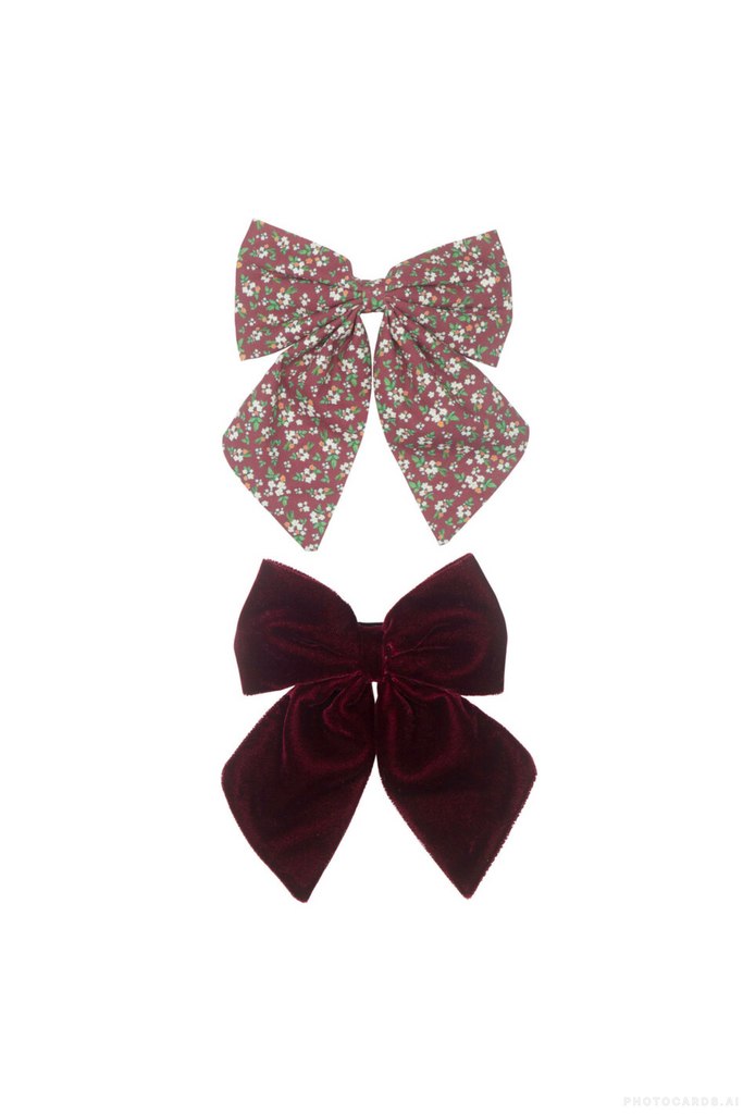 M & L Agnes Oversized Bows - Burgundy