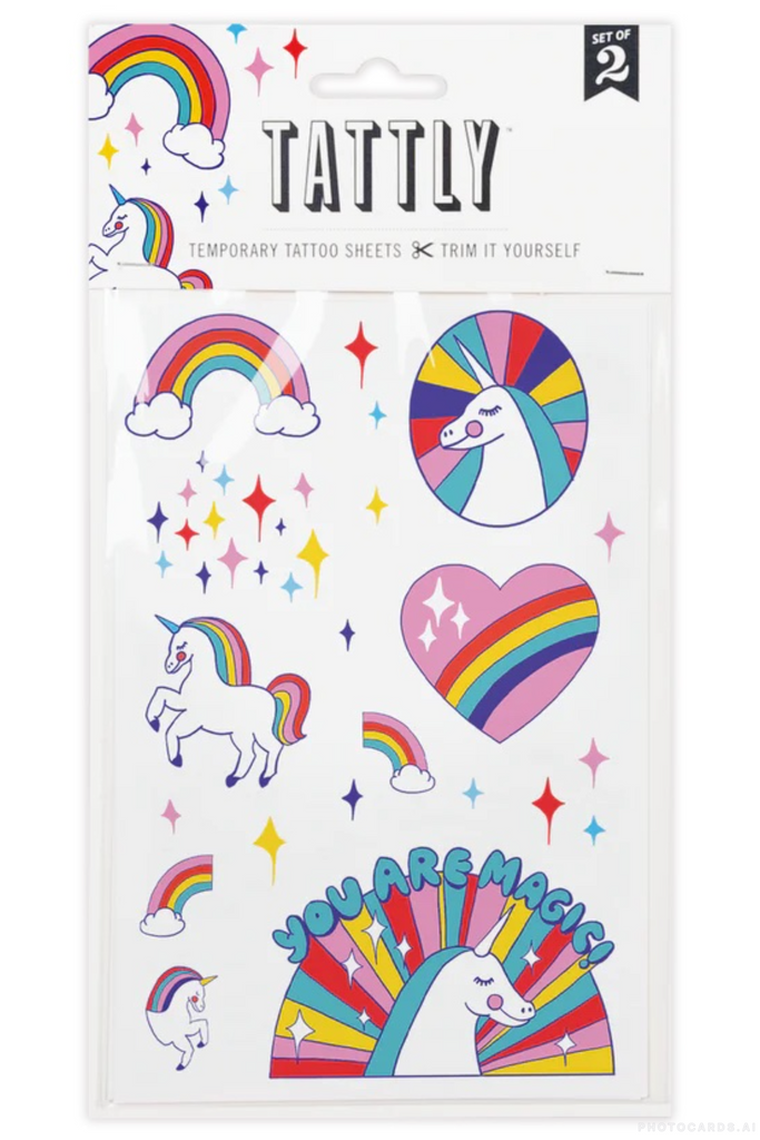 Tattly Rainbow Unicorns Tattoo Sheet