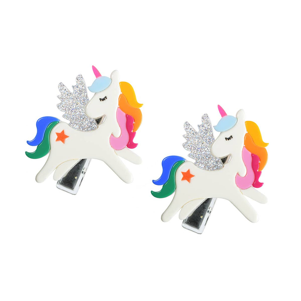 Lilies & Roses Rainbow Unicorn Alligator Clips