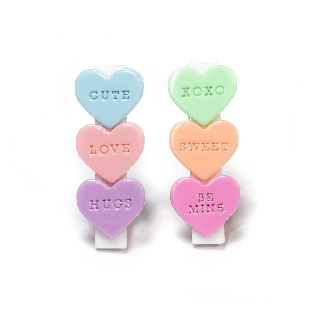 L & R Pastel Candy Hearts Alligator Clips