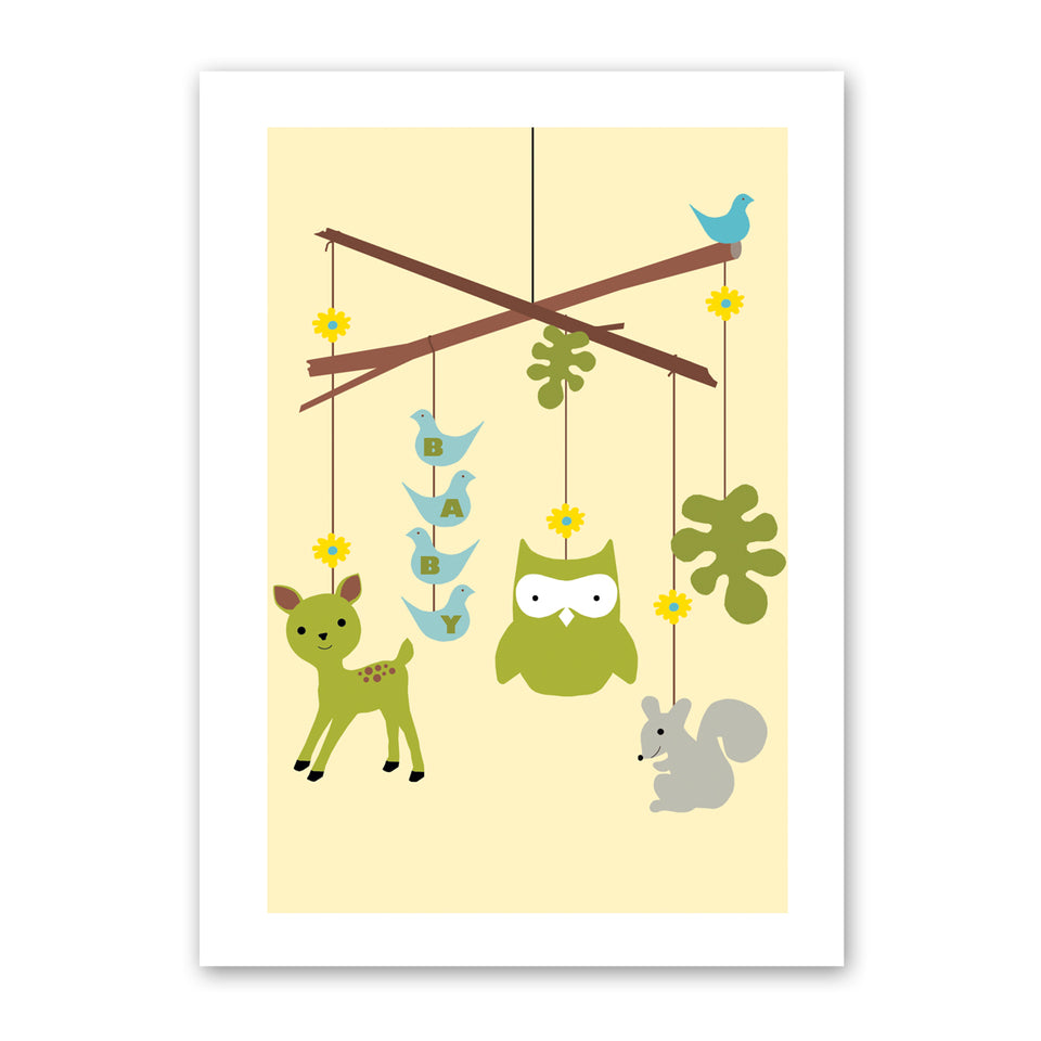 Woodland Baby Mobile Card