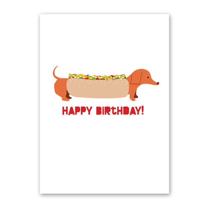 Hot Dog Doxie Birthday Card